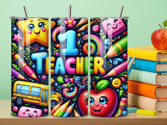 3D Teacher Back to School Tumbler Wrap