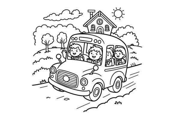 Back to School Bus Fun Coloring Pages