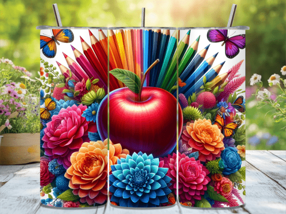 Back to School Floral Art Tumbler Wrap