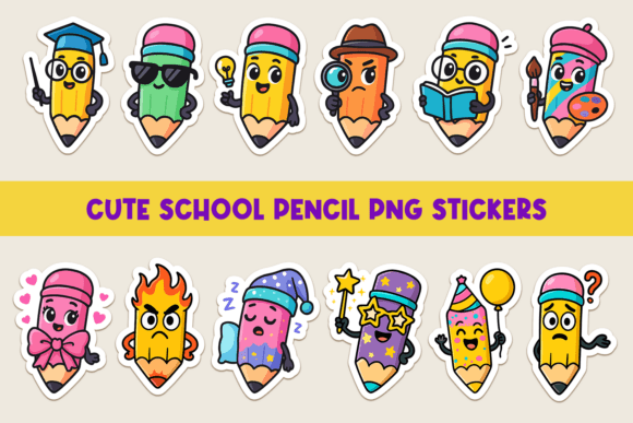 Back to School Pencil Sticker Bundle: A Playful Addition to Creative Projects