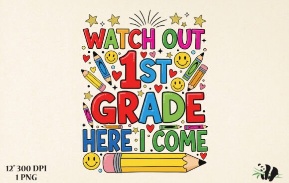 First Grade Retro Back to School PNG