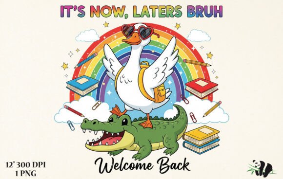Funny Back to School Goose Kids PNG
