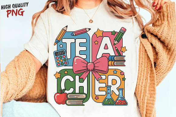 Preppy Back to School Girly Teacher Png: A Versatile Design for Creative Projects